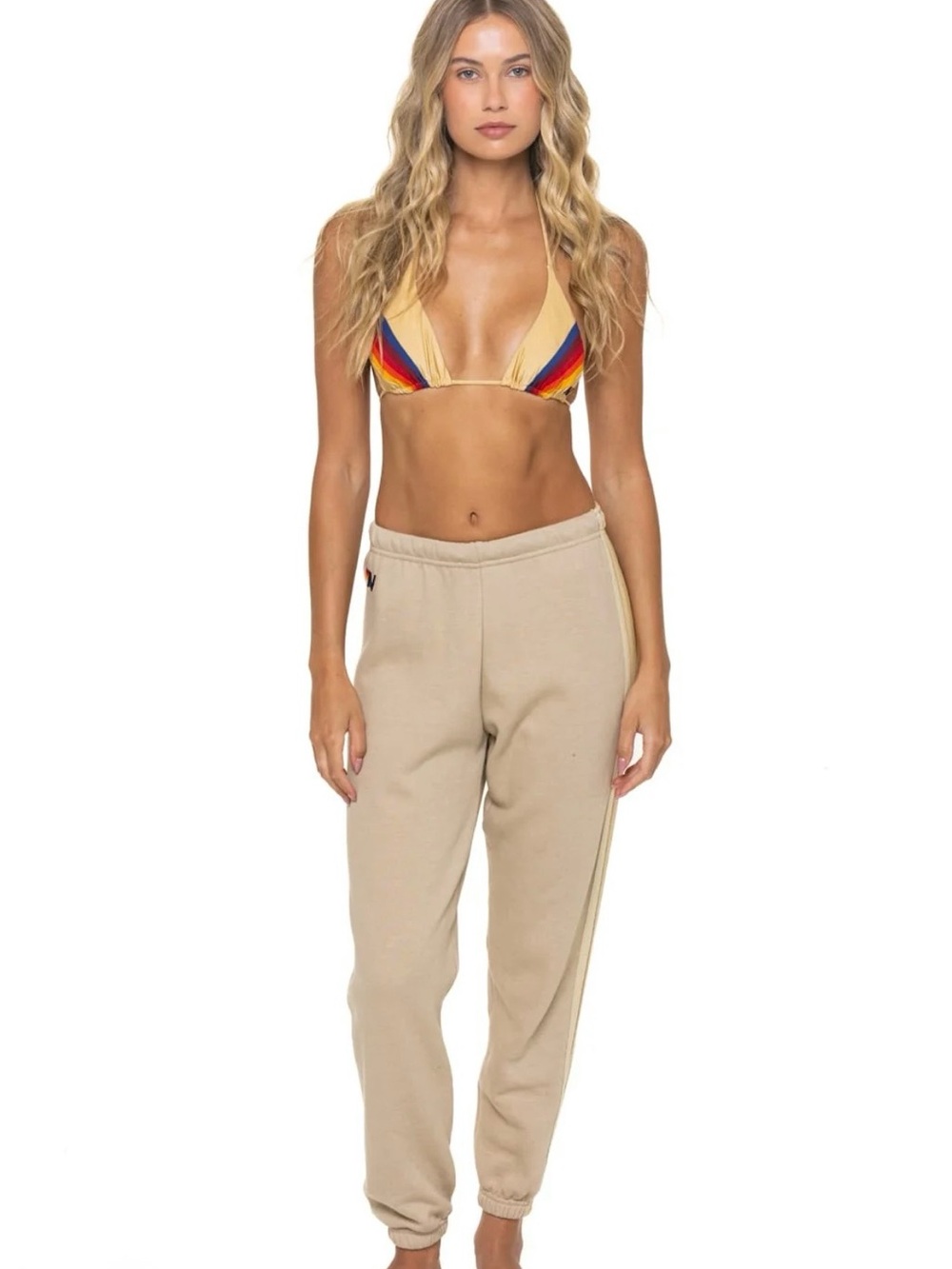 5 STRIPE SWEATPANTS - SAND // TAN